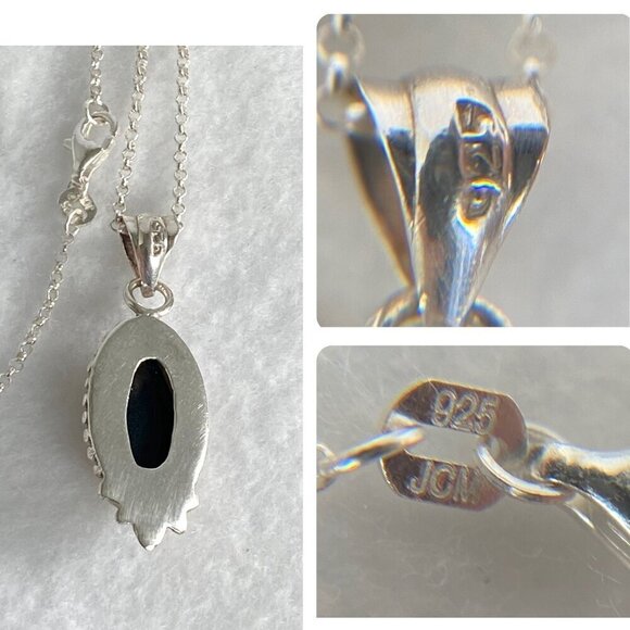 Sterling Silver 925 Baltic Amber Cabochon Pendant Necklace 18" Rolo Chain - Picture 8 of 16